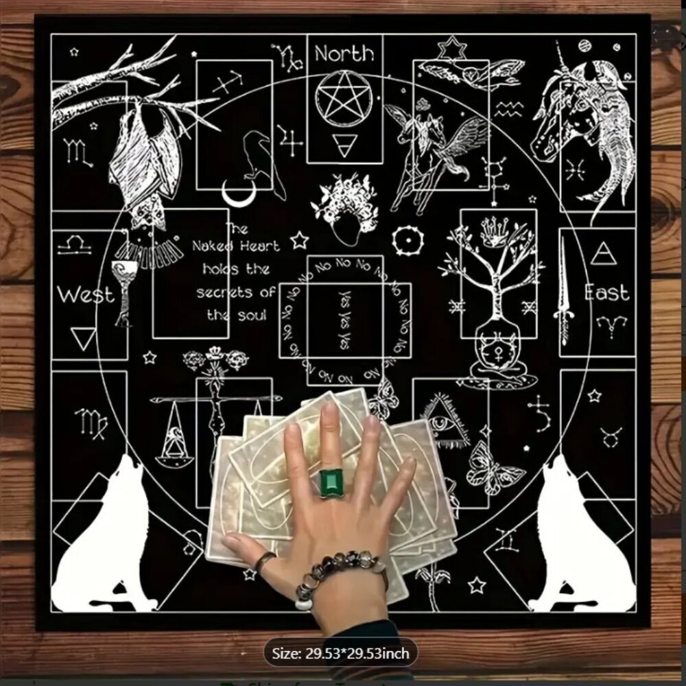 Fairy Core Tarot Cloth Large 29 X 29 White and Black NWT